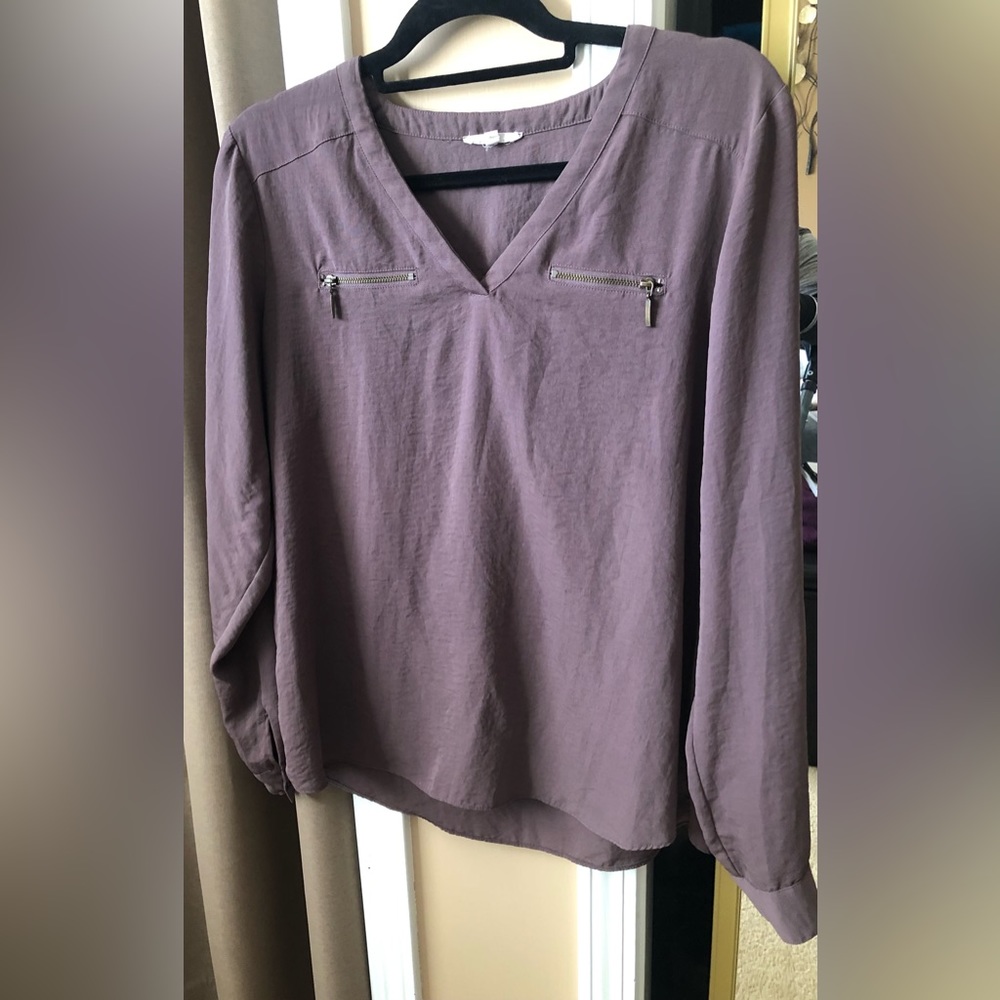 ✨GUC Maurices Long Sleeve Blouse - Taupe/Brown - Large - Picture 5 of 6
